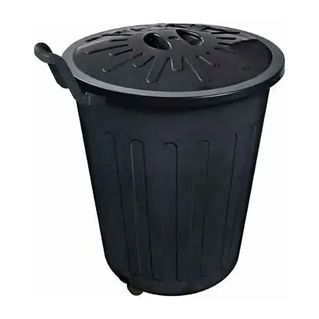 Lixeira 100 L com tampa e rodas preta – Arqplast