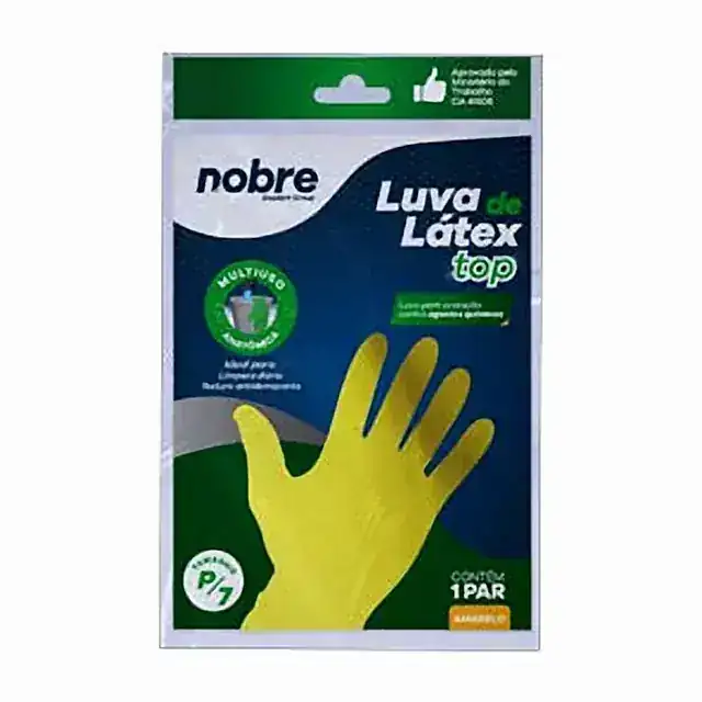 Luva de látex multiuso Top amarela – Nobre