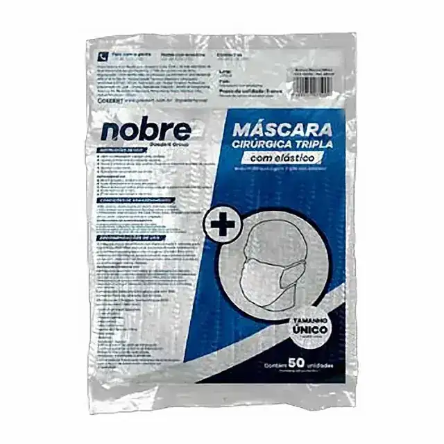 Máscara cirúrgica tripla com elástico (pacote) – Nobre
