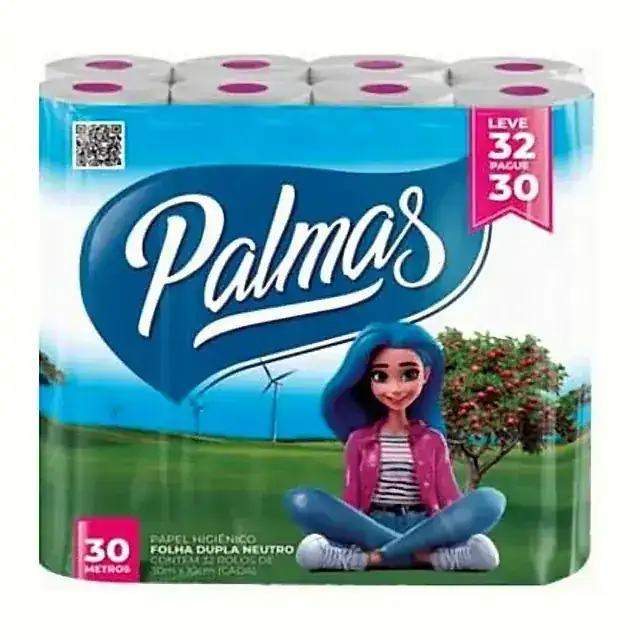 Papel higiênico Palmas 32 rolos · 30 m – Palmas