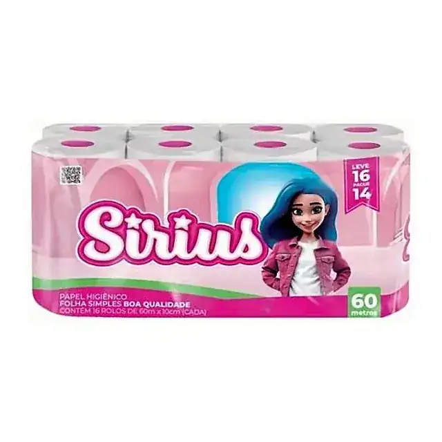 Papel higiênico Sirius 16 rolos · 60 m – Sirius