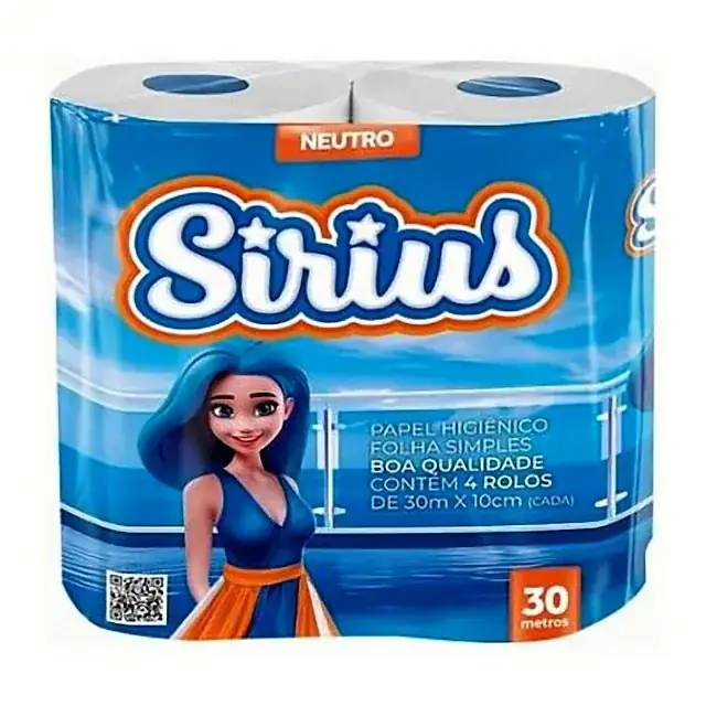 Papel higiênico Sirius 4 rolos · 30 m – Sirius