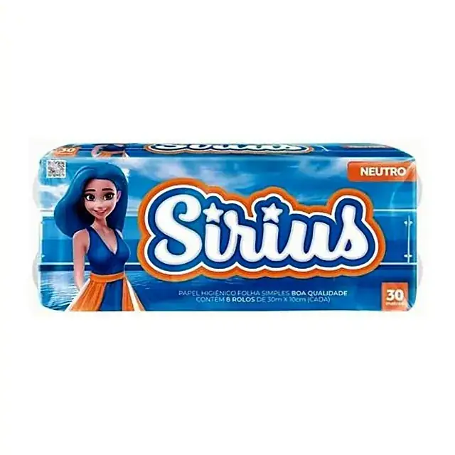 Papel higiênico Sirius 8 rolos · 30 m – Sirius