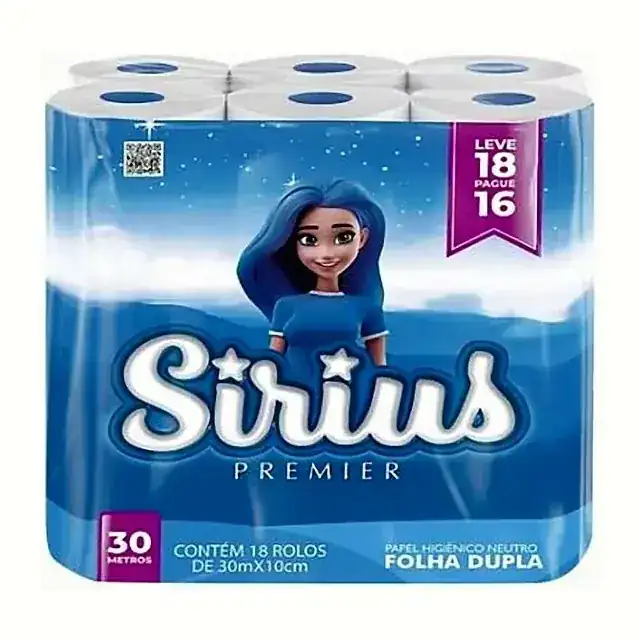 Papel higiênico Sirius Premier 18 rolos · 30 m – Sirius Premier