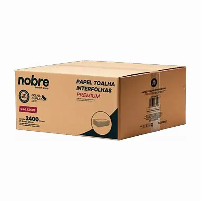 Papel toalha interfolhas Premium folha dupla caixa 2400 folhas – Nobre