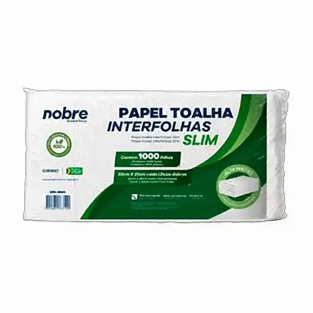 Papel toalha interfolhas Slim 20x23 1000 folhas – Nobre